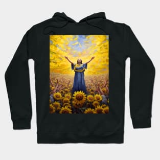 FREEDOM FOR UKRAINE - women in field, illustration, painting style Hoodie